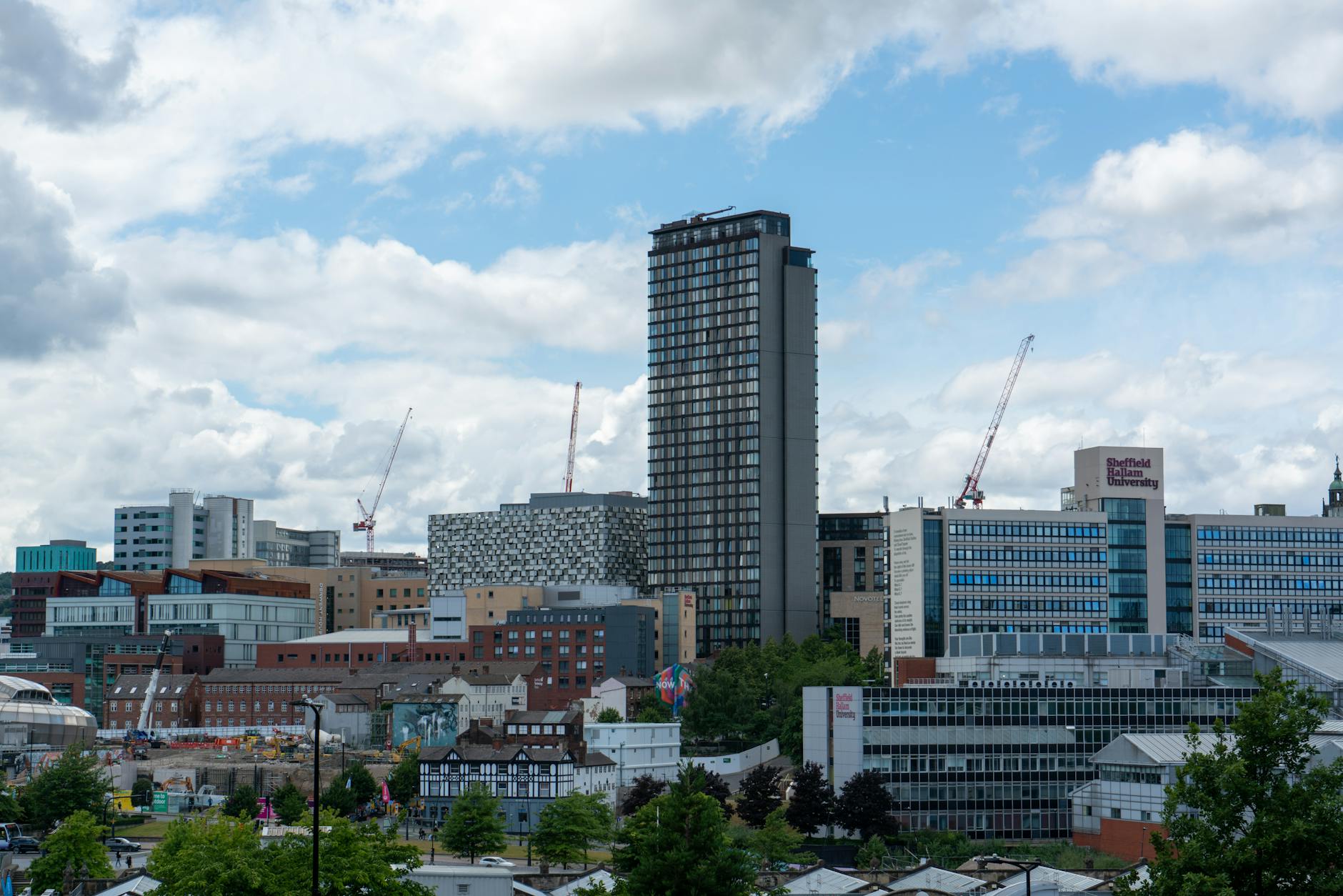 Urban skyline with modern buildings representing political leadership